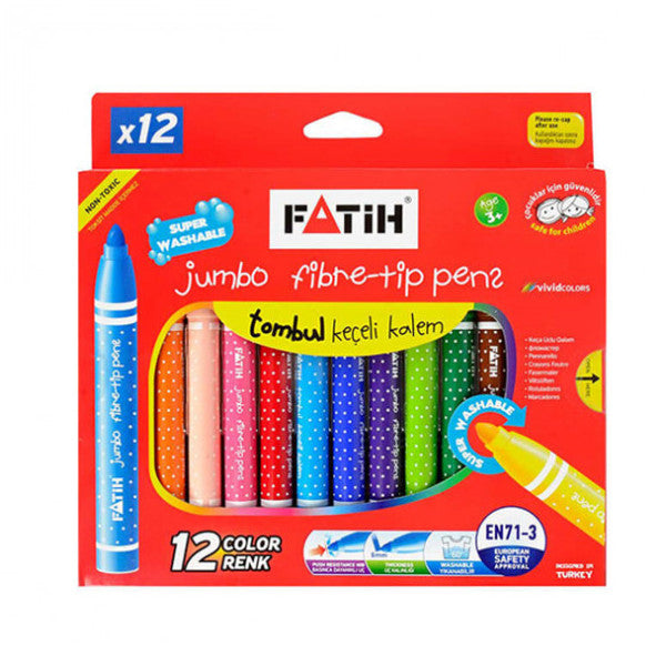 Fatih Felt Crayons Jumbo 12 Colors Washable 34260