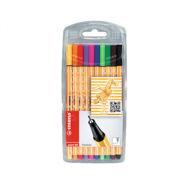 Stabilo Felt Tip Fine Pen 88 Point 0.4 Mm Mixed Color 10 Pieces With Strap 88