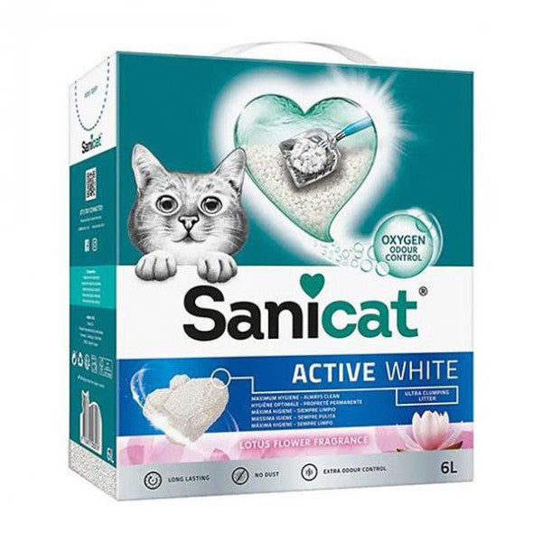 Sanicat Active White Clumping Cat Litter Lotus Flower Scented 10 Lt