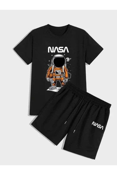Unisex Nasa Astronaut Print T-Shirt And Shorts Set