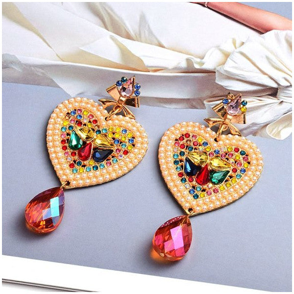 Modern Design Colorful Heart Pearl Women's Earrings