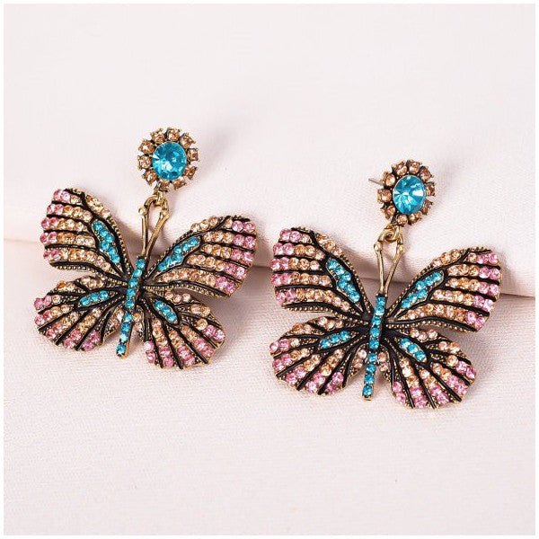 New Colorful Zircon Stone Special Design Butterfly Women's Earrings