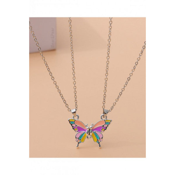 Magnetic Colorful Butterfly Double Necklace for Women