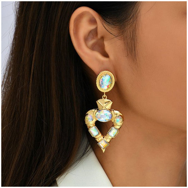 Spade Special Design Holographic Stone 2 Piece Evening Dress Women's Earrings