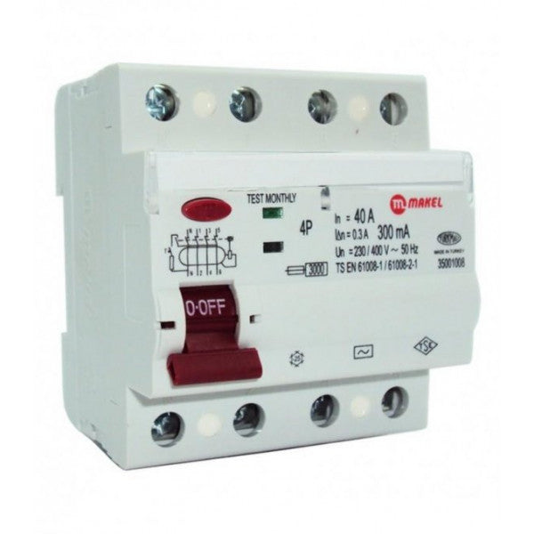 Makel Three Phase 4X40A 300Ma 3Ka Residual Current Relay Fire Protection