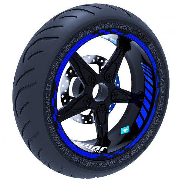 Reflective Blue Moto GP Inner Outer Rim Strip Team Sticker Çınar Extreme