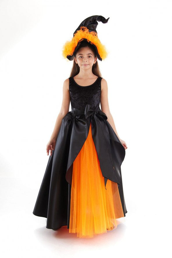 Halloween Orange Colored Girls' Izabel Witch Costume - Halloween Girls' Witch Dress - Special Collection