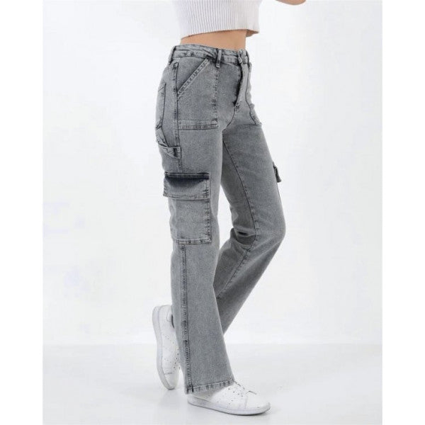 Wide Leg Jeans With Cargo Pocket 44994