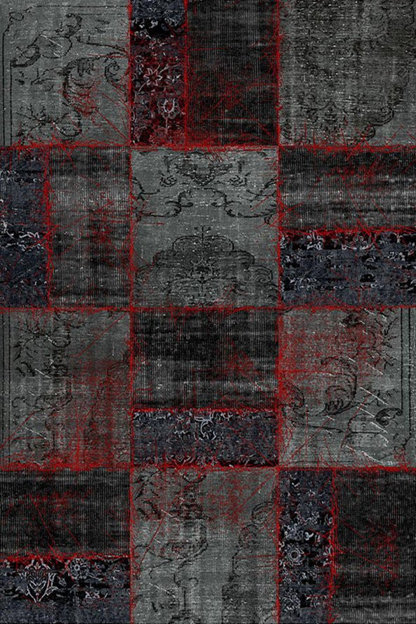 Frenda Home Patchwork Pattern Td600-00 Non-Slip Leather Base Decorative Carpet Red 80X150