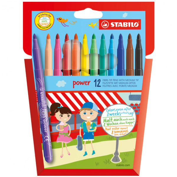 Stabilo Felt Tip Crayons Power Hanger Package 12 Colors 280/12-01