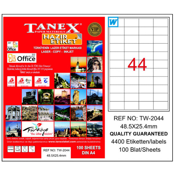 Tanex Laser Label 100 Sheets 48X25 Mm Laser-Copy-Inkjet Tw-2044