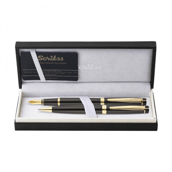 Scrikss Set Pen Fountain+Ballpoint Black Gold 38