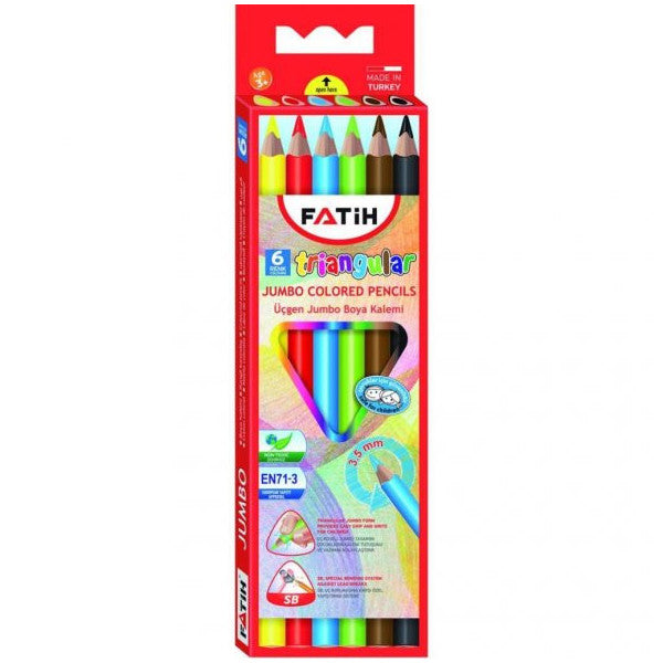 Fatih Dry Paint Full Size Jumbo Triangular Triangular Pen 6 Color 3,5 Mm