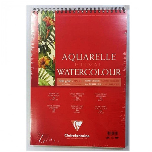 Clairefontaine Technical Drawing Paper Watercolor Etival Classic Spiraled A4 300 Gr Ek93618