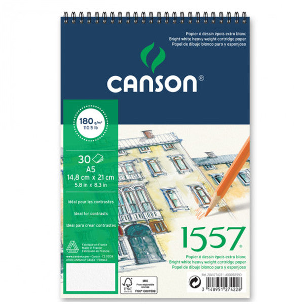 Canson 1557 Painting And Drawing Block 180 GR A5 20 sheet Top Spiral