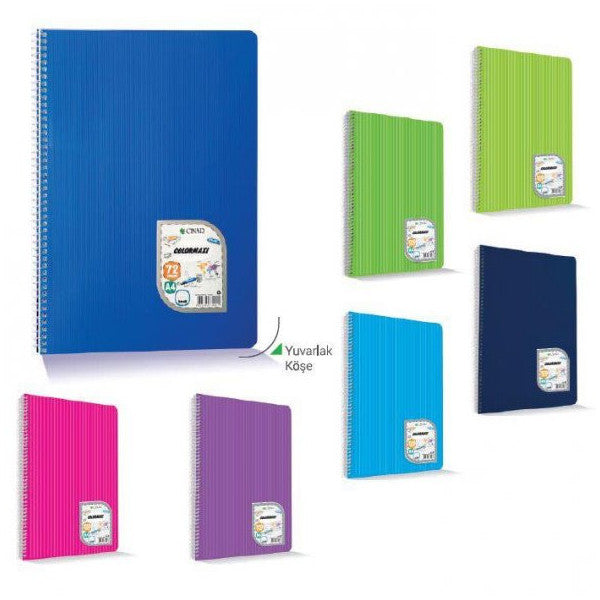 Çınar Colormaxi Spiral Notebook Plastic Cover Checkered 144 Yp A4 144/4 73011