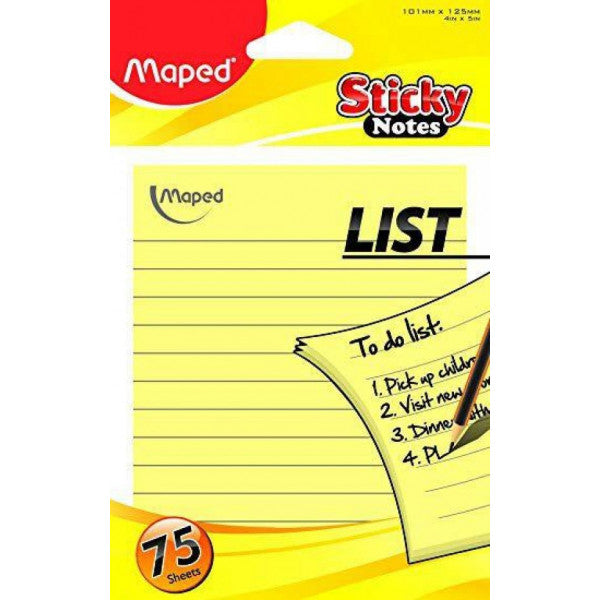 Maped Sticky Note Paper Striped 100 YP 101x125 Yellow 771110