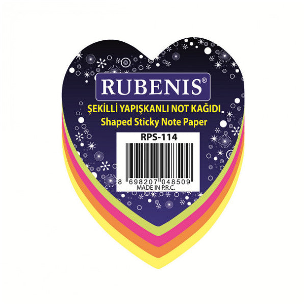 Rubenis Sticky Note Paper Heart Patterned Highlighter 4 Colors