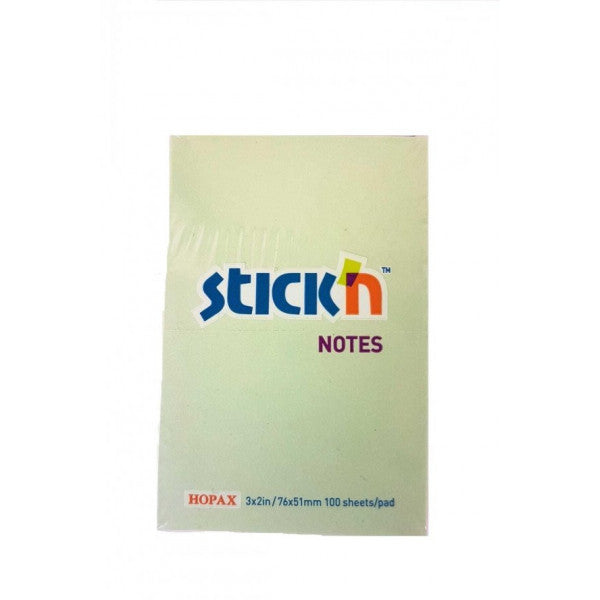 Hopax Stickn Sticky Note Paper 100 pages 76X51 Pastel Green