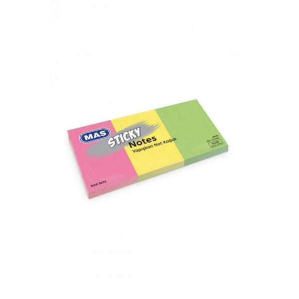 Mas Sticky Note Paper 3 Blocks 100 Pages 35X51 Neon