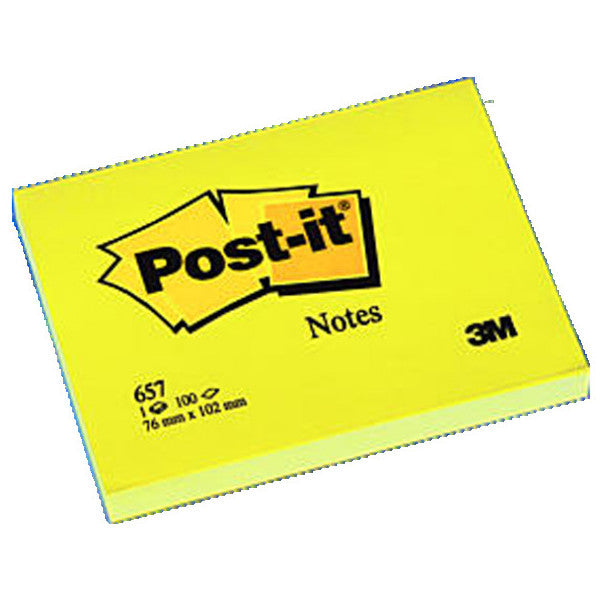 Post-it Sticky Note Paper 100 YP 76x102 Yellow 657