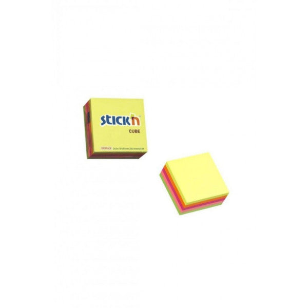 Hopax Stickn Sticky Note Paper Cube 250 pages 50X50 Neon 5 Color 21203