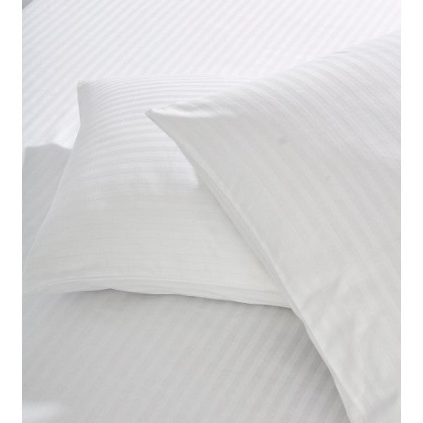 Komfort Home Striped Cotton Satin Pillow Case / White (2 Pieces)