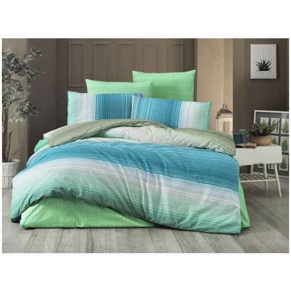 Komfort Home Single Polycotton Duvet Cover Set (Rainbow Green)