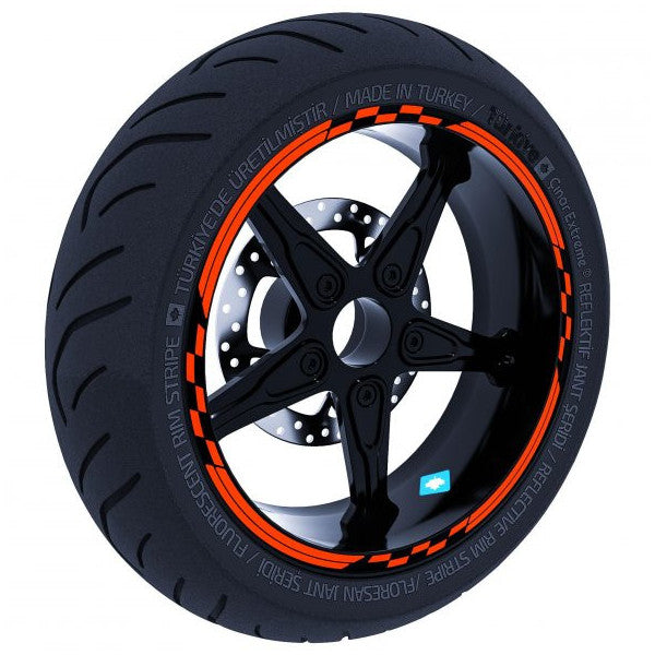 Moto GP Racing Flag Fluorescent Orange Rim Stripe Sticker Çınar Extreme