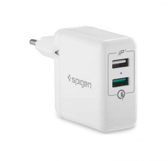 Spigen Essential F207 Qualcomm 3.0 Çift USB IP Hızlı Şarj Cihazı - 30W Hızlı Şarj Cihazı
