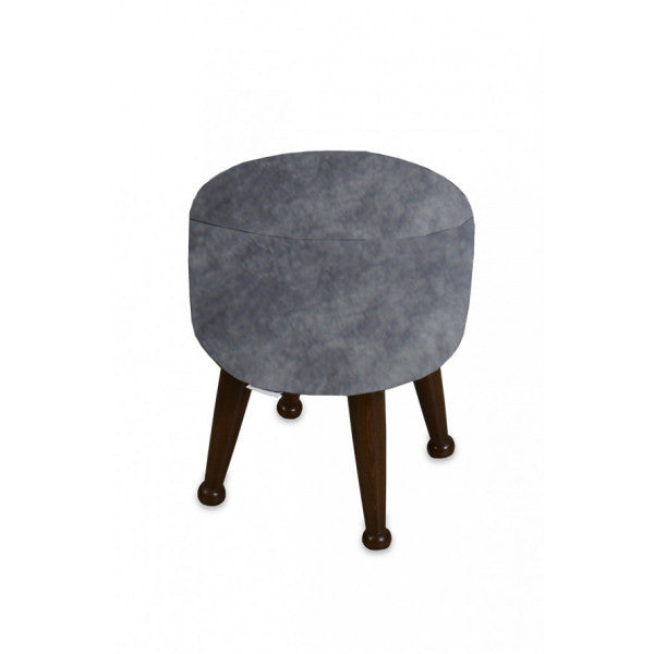 Miskin Walnut Ash Gray Pouffe Foot End Sent Pouffe Makeup Chair Pouffe Bench Footrest Wooden Leg Pouffe