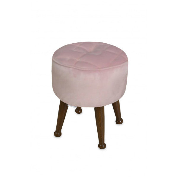 Miskin Walnut Pink Pouffe Foot End Sent Pouffe Makeup Chair Pouffe Bench Footrest Wooden Leg Pouffe