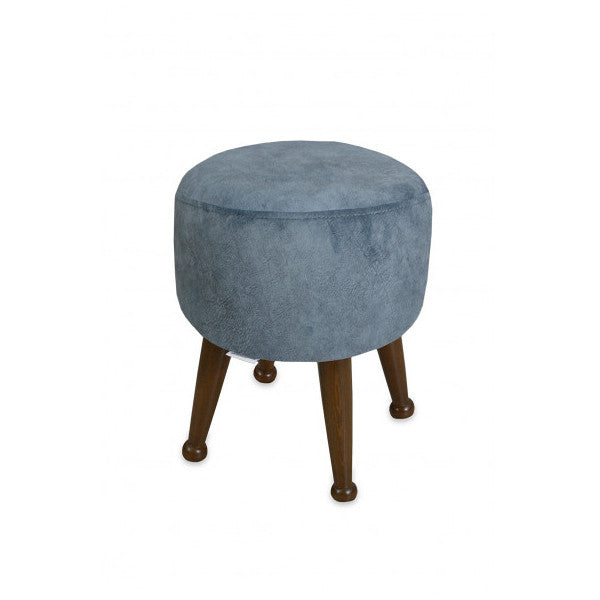 Miskin Walnut Blue Pouffe Foot End Seat Pouffe Makeup Chair Pouffe Bench Footrest Wooden Leg Pouffe