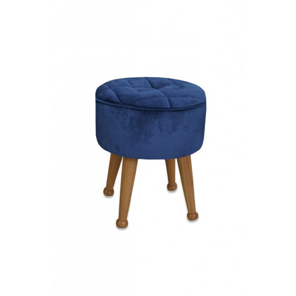 Miskin Walnut Navy Blue Pouffe Foot End Sent Pouffe Makeup Chair Pouffe Bench Footrest Wooden Leg Pouffe