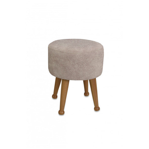 Miskin Naturel Cream Pouffe Foot End Seat Pouffe Makeup Chair Pouffe Bench Footrest Wooden Leg Pouffe