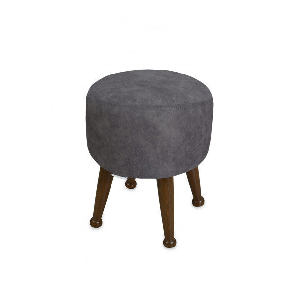 Miskin Walnut Anthracite Gray Pouffe Foot End Seat Pouffe Makeup Chair Pouffe Bench Footrest Wooden Leg Pouffe
