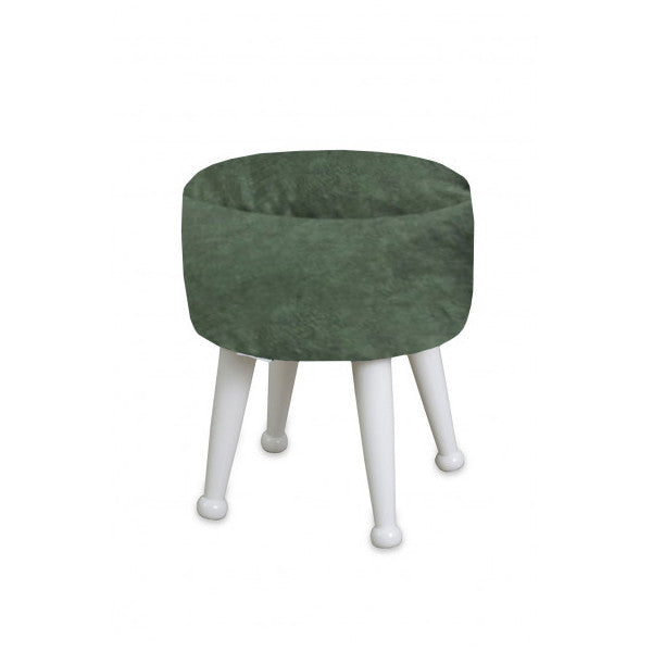 Miskin Lacquer Green Pouffe Foot End Sent Pouffe Makeup Chair Pouffe Bench Footrest Wooden Leg Pouffe
