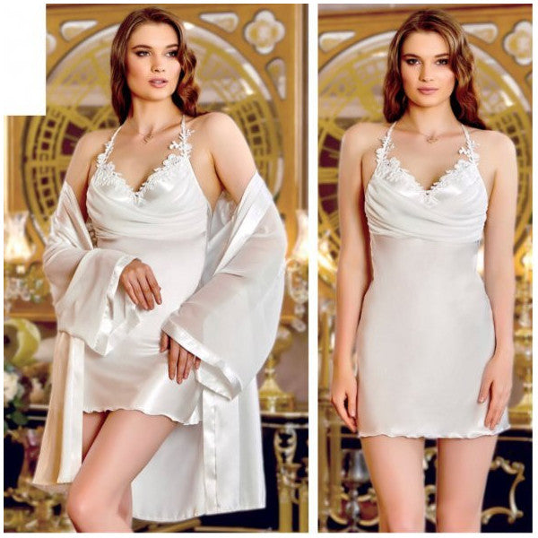 Satin Nightgown Dressing Gown Set