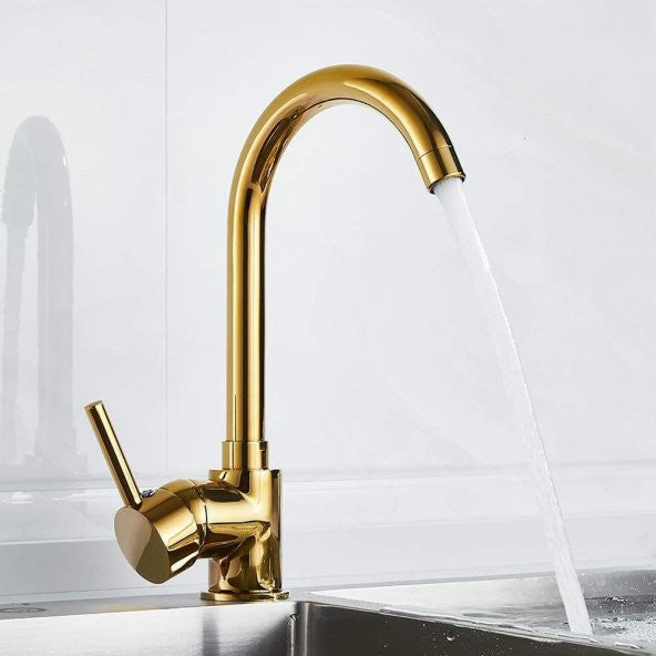 Bkitchen Faucet Gold Chrome Plated High Model With Double Water Inlet