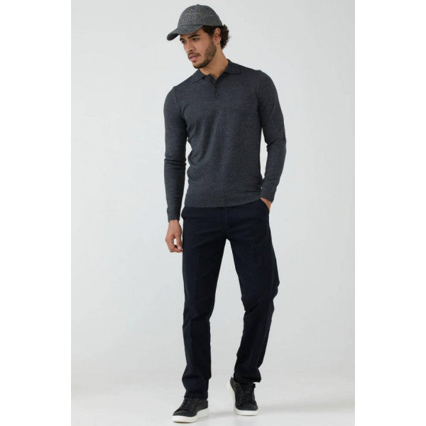 Men's Polo Neck Knitwear Sweater - Anthracite