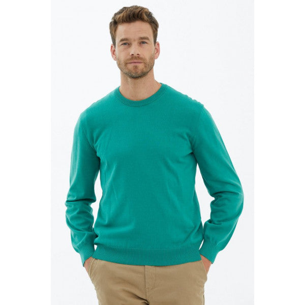 Crew Neck Knitwear Sweater - Green