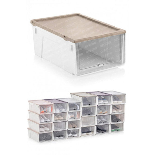 Stackable Luxury Shoe Box with Drawers | Stackable Shoe Storage Container Set Men's 6 Pieces