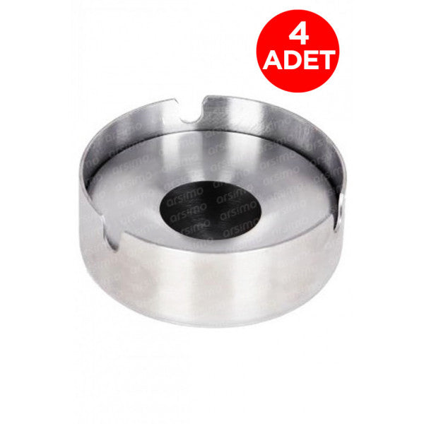 (4 Pieces) Stainless Metal Covered Ashtray Ash Plate 8 Cm
