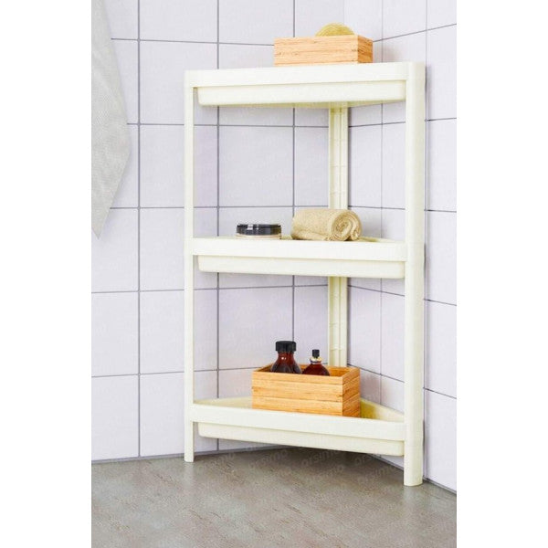 Bathroom Living Room Kitchen Interior Triangle Practical Demountable Shelf Unit 3 Tiers White