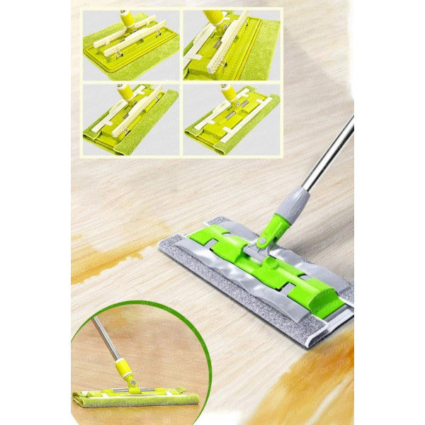 360 Degree Rotatable Telescopic Practical Cleaning Mop Clamp Cloth Magic Mop + 2 Microfiber Cloth