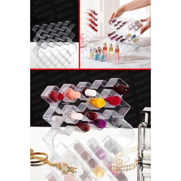 18 Compartments Transparent Lipstick Nail Polish Cosmetic Makeup Organizer Organizer | 18-Box Regulator
