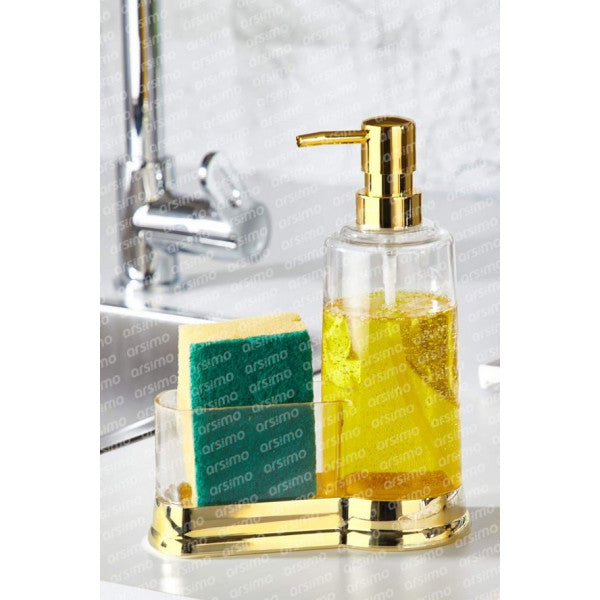 Şeffaf Akrilik Sünger Odası Sıvı Sabunu Dispenser | Sünger altınlı sıvı sabun dağıtıcı