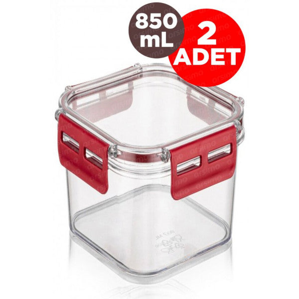 (2 Pieces) Leakproof Seal Clamp Deep Square Acrylic Storage Container 850 Ml | Bpa Free