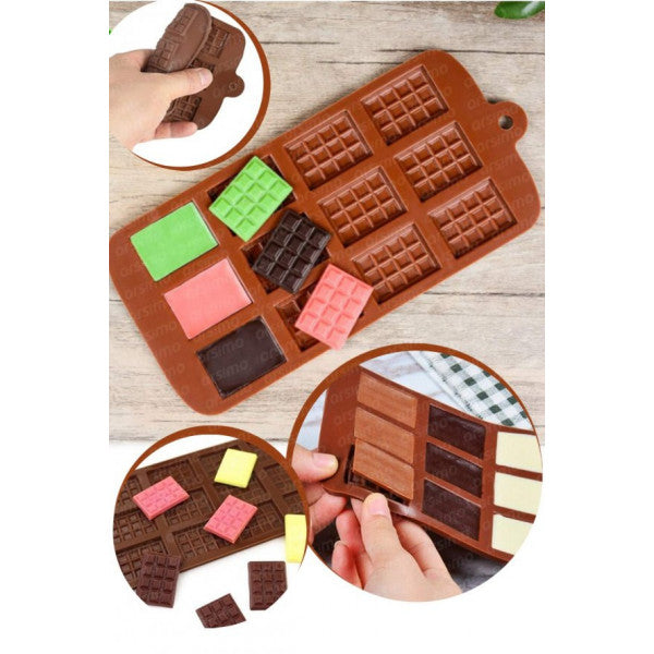 Silicone Tablet Chocolate Jelly Waffle Candy Mold 12 Pcs