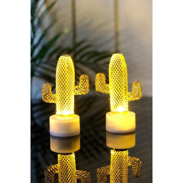 Kaktüs mini dekoratif LED Işık Gece Lambası Metal